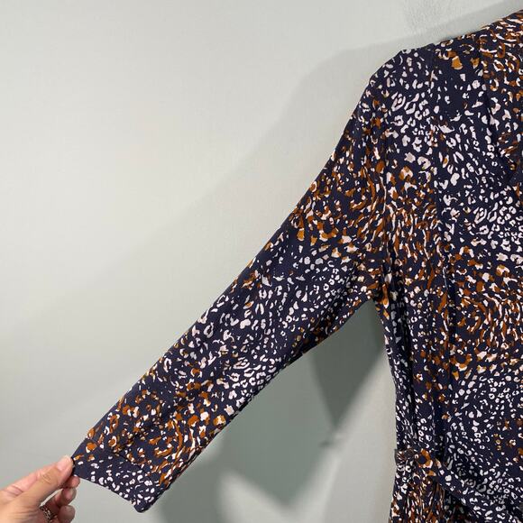 Garnet Hill Women Mixed Print Mavis Button Up Tie Waist Knit Dress Size S - Picture 7 of 9